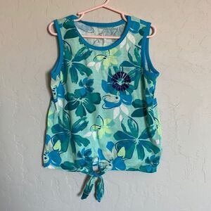 Floral tank and tie dye smiley tank
